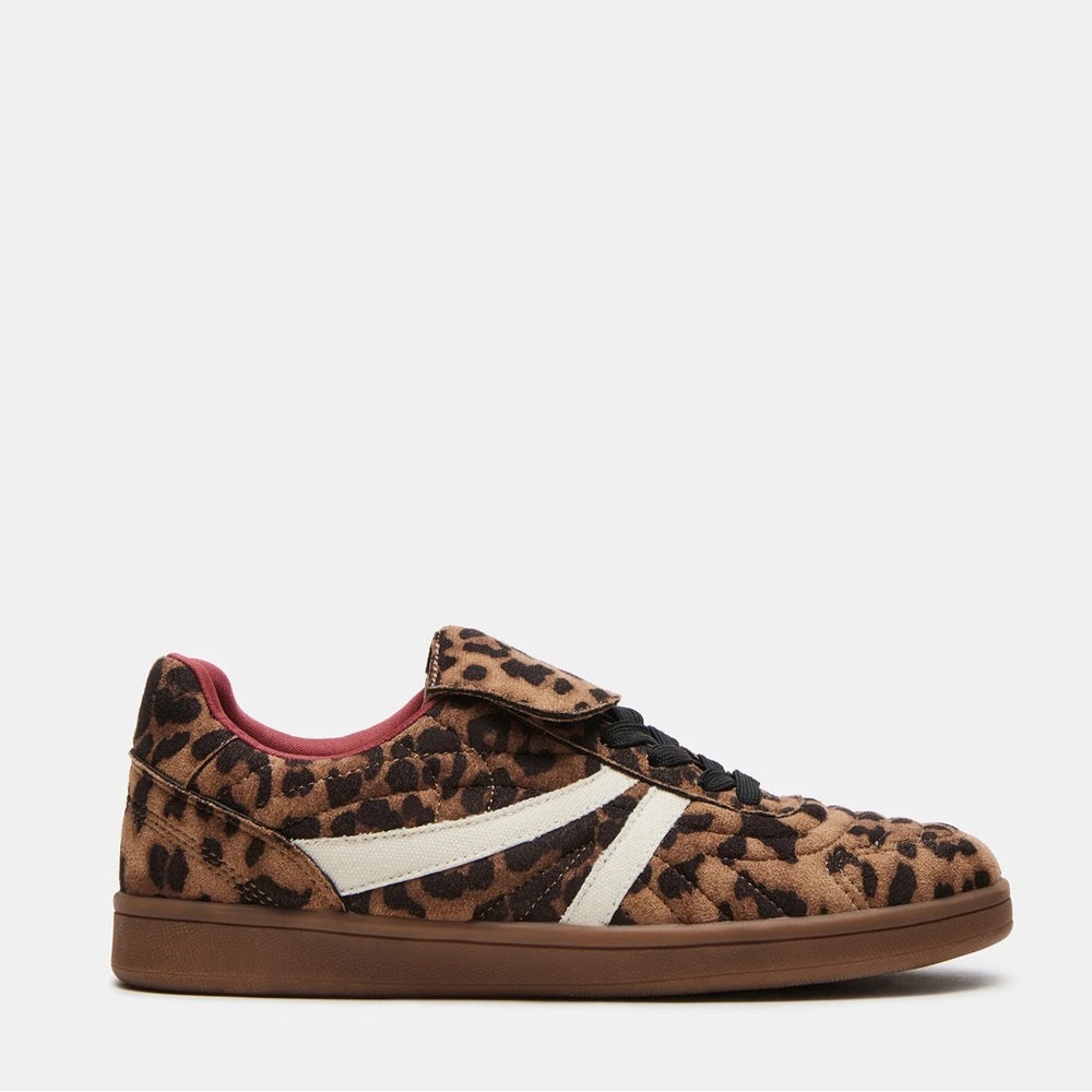 Steve Madden Madrid Leopard Print Sneakers with Black and Red Accents